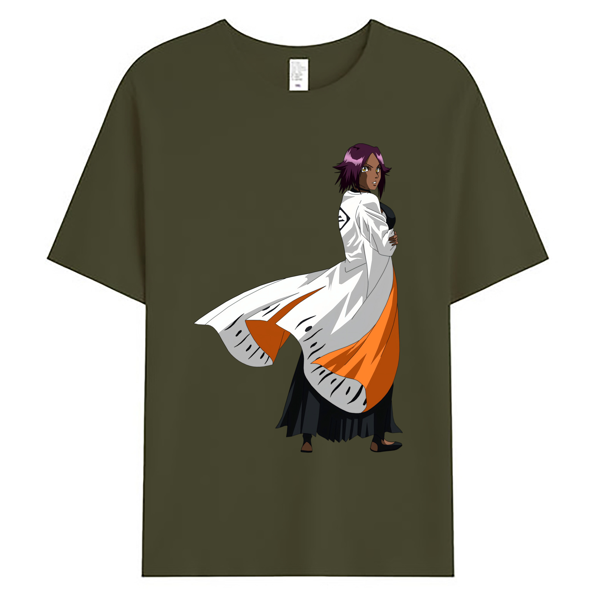 （画像用） ブリーチ 四楓院 夜一（しほういん よるいち） BLEACH Shihouin Yoruichi 綿100％ メンズ半袖Tシャツ｜肌触りやわらか＆通気性